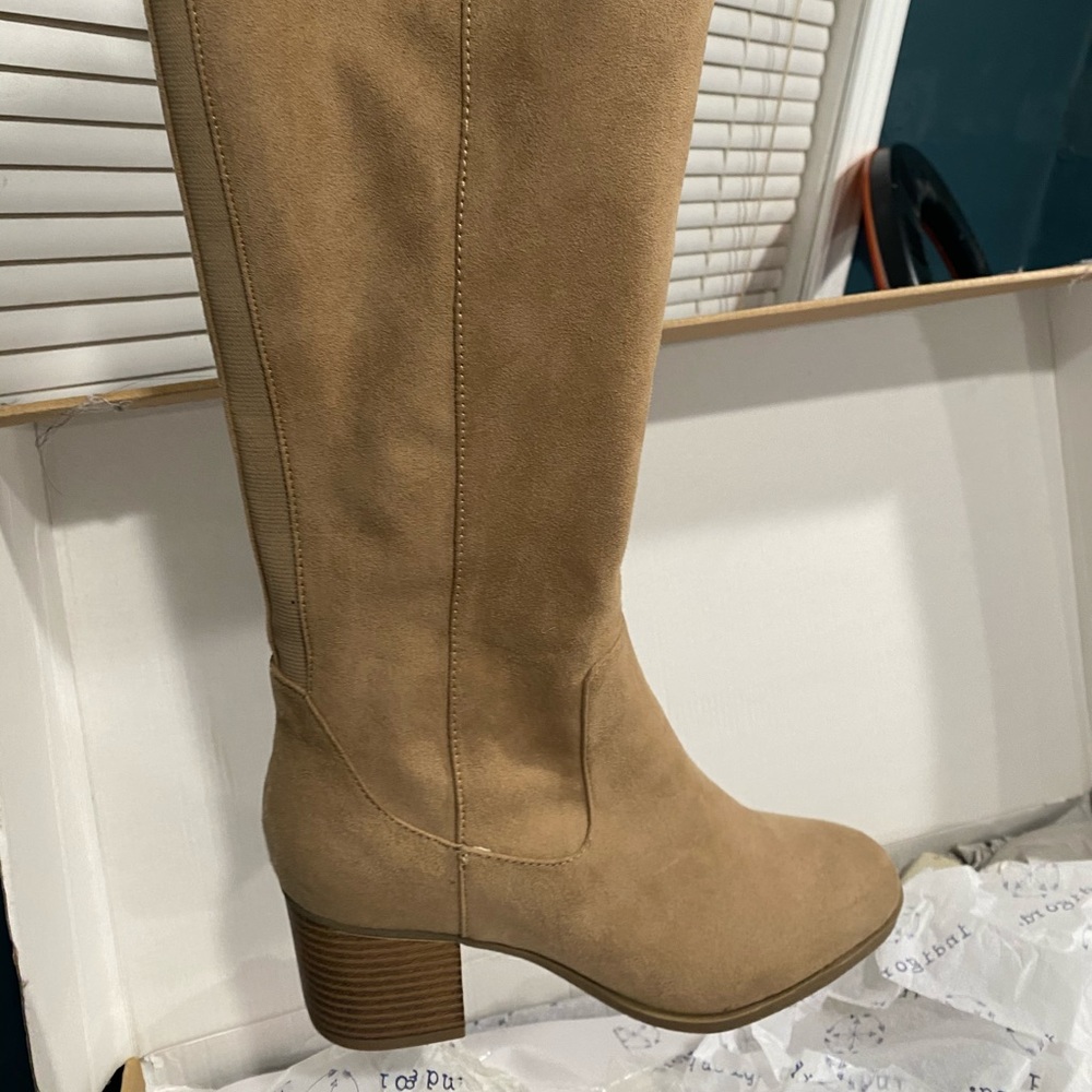 Beige over the knee boots